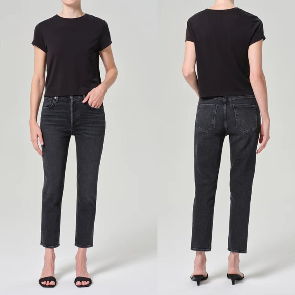 Agolde Riley High Rise Straight Crop Jeans In Panoramic Size 26